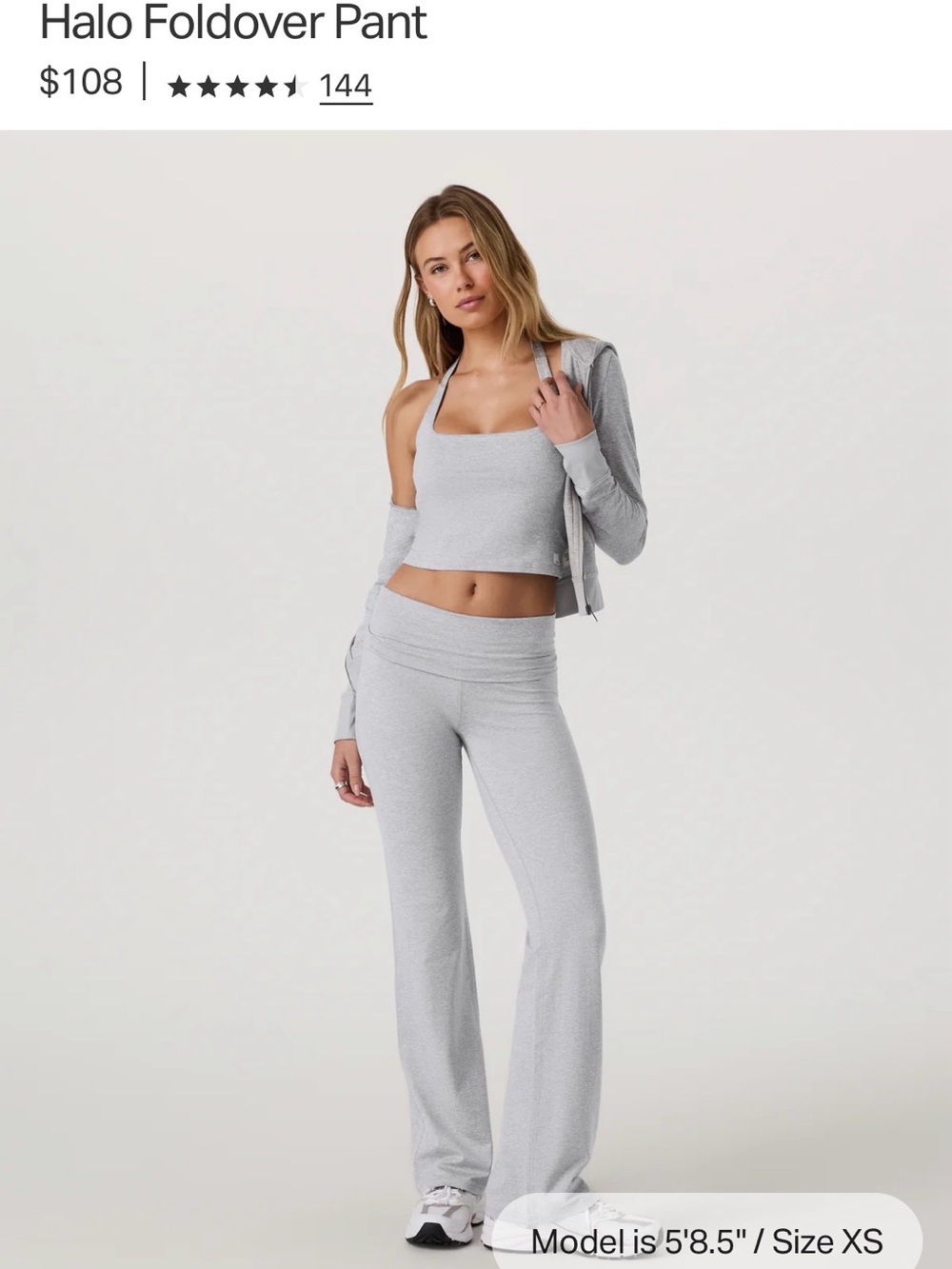 Halo Foldover Pant Set - Light Gray Lounge Set - Picture 1 of 4